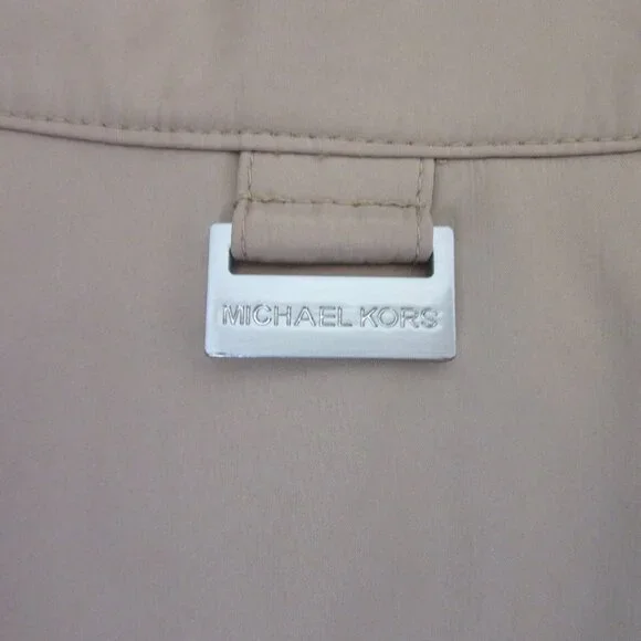 Michael Kors Tan Removable Vest Mock Neck Pockets Zip Long Sleeve Large Jacket - Picture 6 of 10